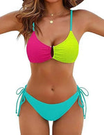 2026 Multicolor Textured Adjustable Tie Side Push Up Sexy Bikini Padded Swimwear For Women Beach Bathing Suit