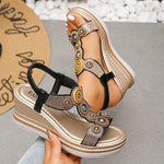 Fashion Crystals Wedges Heel Sandals Women Summer Chunky Platform Bohemian Sandalias Mujer Slip On High Heels Sandles Female 43
