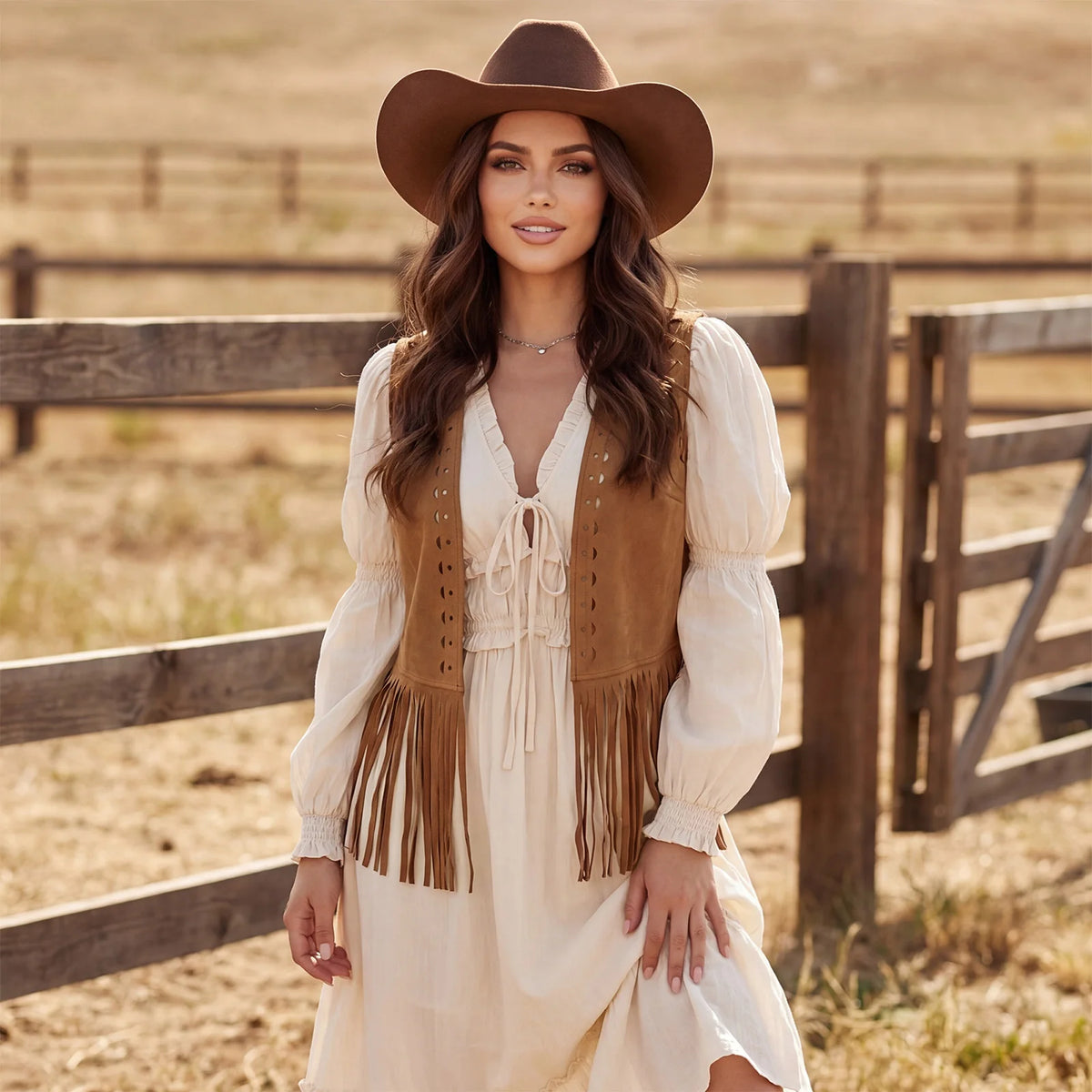 Women's Gilet Jacket Sleeveless Open Front Western Style Tassel Vest Vintage Fashion Tank Top Summer Gothic