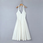 Foridol Summer Spring White Cotton Women's Dress Backless Halter Midi Party Dresses Elegant Vinatge A-line Vestidos 2025 New In