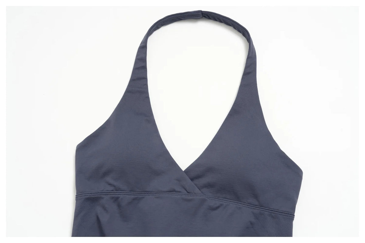 New Seamless Yoga Thread Set Women Hanging Neck V Neck Slim Sports Tank Top Hip Lifting Abdominal Tightening Shorts Fitness Suit