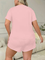 Summer fashion home wear European and American large size short-sleeved shorts two-piece pajamas 4XL 5XL