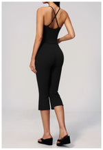 Summer New Yoga Clothing Women Solid V Neck Slim Sports Tank Top Athletic Wear High Waist Butt Lift Mid Pants Gym Fitness Suits
