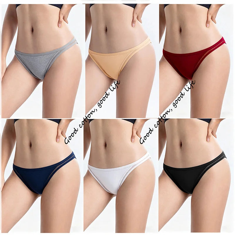 3Pcs/Set Women's Cotton Low-Rise Briefs with Mesh Side Panels Brazilian Panties Sexy Lingerie Comfy Breathable Underwear M-XL