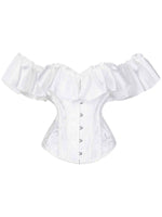 Chest corset with satin ruffled sleeves and waist-tightening palace corset at the back of the shoulder.