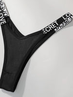 5 PCS Women's sexy thong with low waist smooth letter belt underwear casual comfortable and fun underwear C977