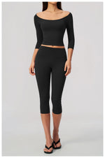 Fashion Mid Sleeve T-shirt Yoga Suits Tight Fitting Slim Sports Tops High Waist Peach Hip Mid Pants Gym Running Fitness Outfits