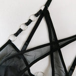 Toucheart Sexy Floral Embroidery Underwear Steel Ring Bra Lace Mesh Sexy Webbing Hollow Waistband Hanging Erotic Lingerie Suit