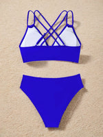 Sexy Solid Black Two Piece Swimsuit for Women Summer New High Waist Bikini Set Beach Vacation V-neck Backless Swimwear 2026