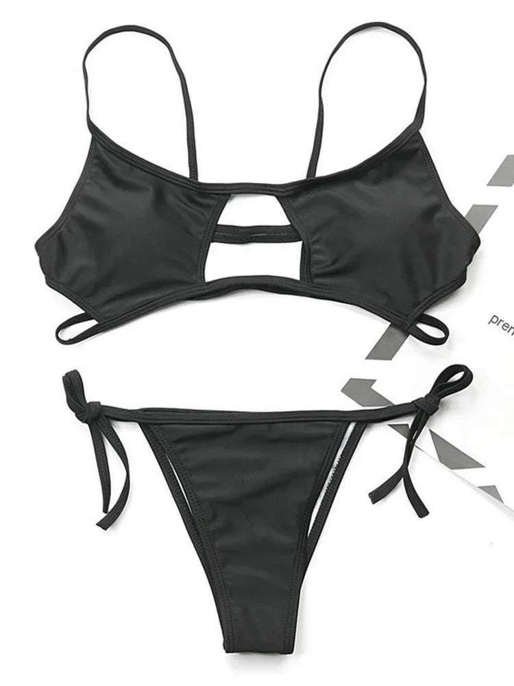 Sexy Hollow Out Micro Thong Bikini Women Swimwear Female Swimsuit Two-pieces Bikini Set Brazilian Bather Bathing Suit Swim Lady