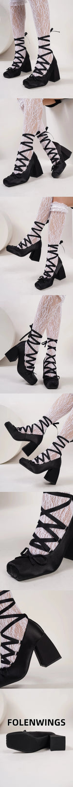 2026 Big Size 43 Cute Red Lolita Ankle Wrap Pumps Sweet 9cm Square High Heels Gothic Cosplay Ballet Style Mary Janes Shoes Women