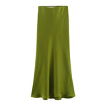 Foridol Autumn Winter Burgundy Satin Skirt Women Party Silk Skirt High Waist Straight Long Faldas Mujer Christmas Skirt