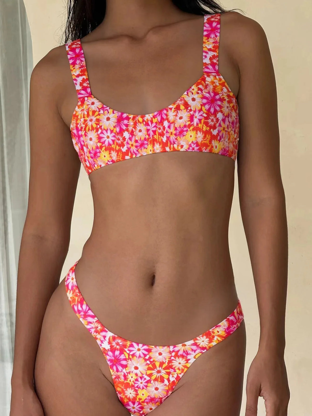 New Printed Bathing Suit Women Two-piece Backless Swimwear Sexy Beach Fashion Thongs Summer New Female Split Swimsuit