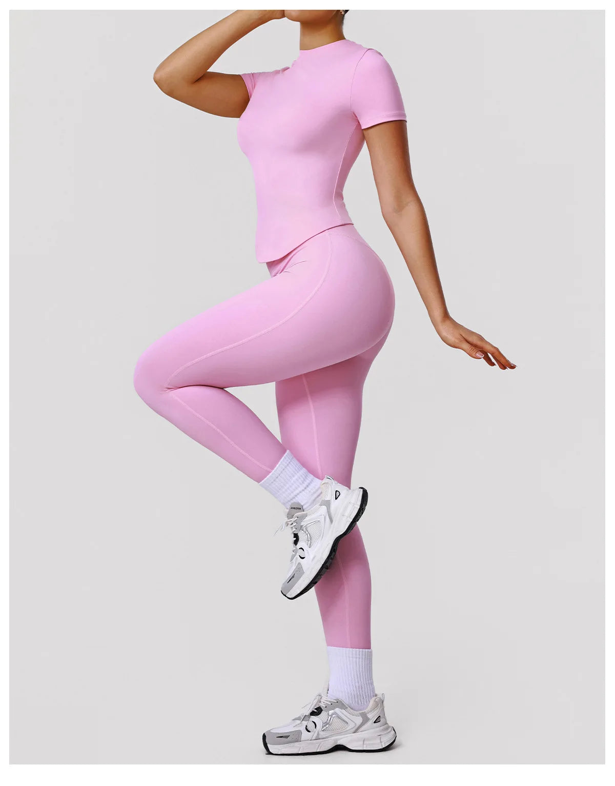 2 Pieces Sportswear Women Yoga Shorts Set Short Sleeve Sports T Shirts High Waist Hip Lifting Running Leggings Fitness Outfits