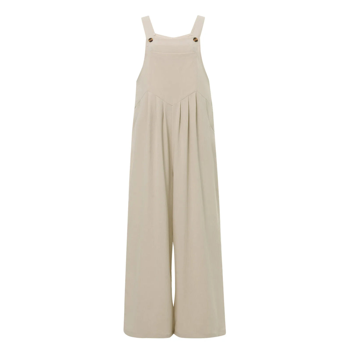 Women Fashion Jumpsuits Sleeveless Buttons Suspender Wide Leg Pant Overalls with Pockets Casual Loose Romper Streetwear