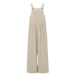Women Fashion Jumpsuits Sleeveless Buttons Suspender Wide Leg Pant Overalls with Pockets Casual Loose Romper Streetwear