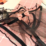 Lolita Mesh Panties Sexy Lace Briefs for Women Transparent Underwear Summer Bow Briefs Girl Low Waist Underpants Ruffle Lingerie