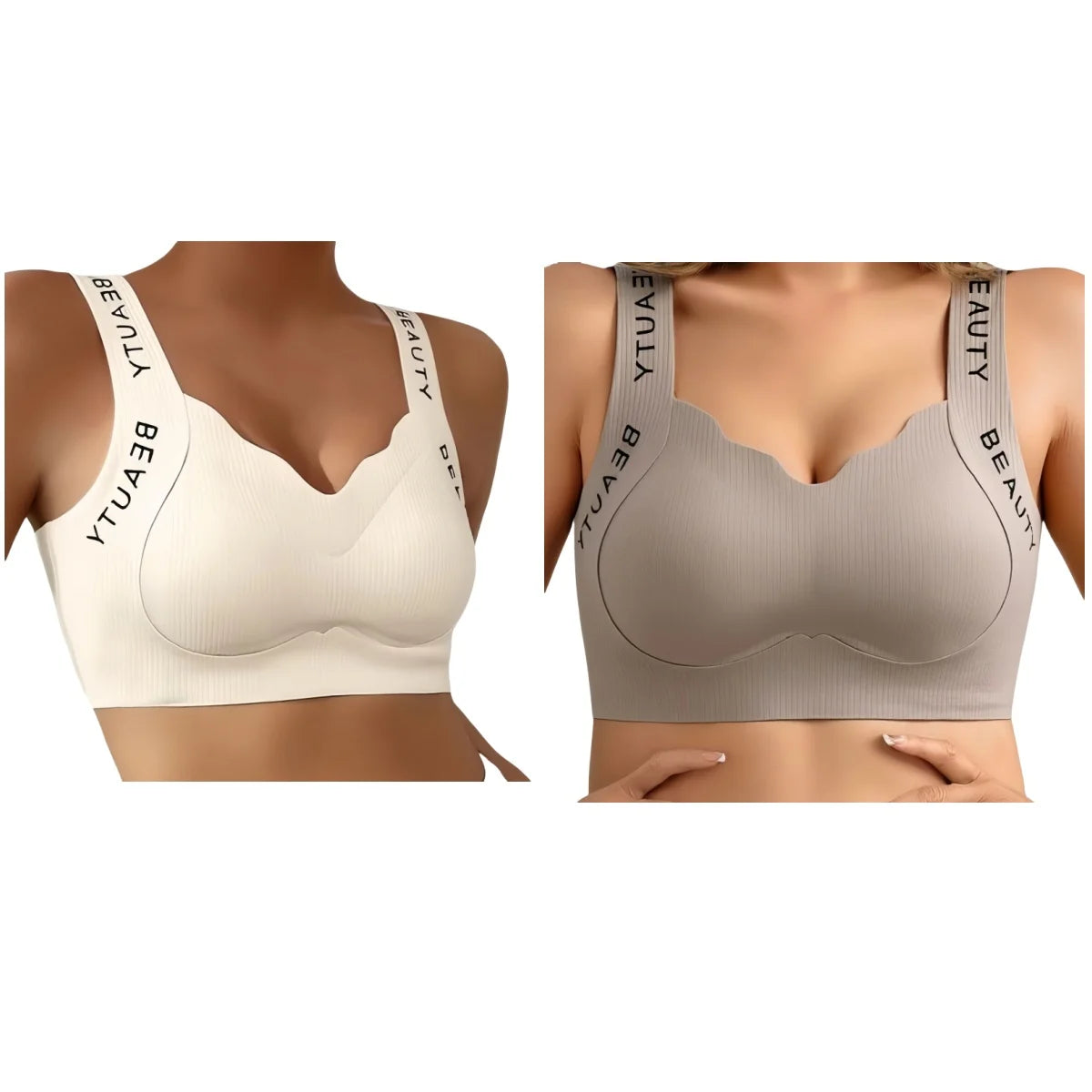 2Pcs/Set Bras Non-wire Push Up V-neck Bra Women Seamless Underwear Padded No Rims Support Brasiere Sexy Lingerie M-3XL