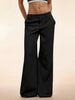 Women's Elegant Low Waist Personalized Slight Flared Leg Pants Casual Ribbed Wide Leg Mopping Trousers Streetwear 2025