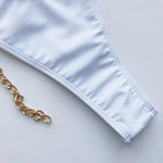DEKA Chain Swimwear Women's New Hollow Out Metal One-piece Swimsuit High Elasticity Beach Vacation Style Halter Bikini Female