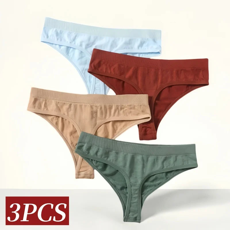 3Pcs/Set Thongs Women's G-String Sexy Female Seamless Underwear Breathable Panties Soft Sexy Lingerie Comfort Intimate