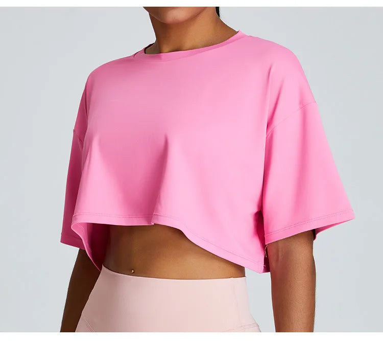 Yoga Sport Shirt Quick Drying Breathable Quick Drying Short Sleeve Loose Top Fitness Fitting Running Summer Gym Sports T-Shirt