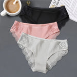 3Pcs/set Women's Cotton Panties M-2XL Women Patchwork Lace Underwear Sexy Low Waist Briefs Ladies Comfortable Underpants 2022