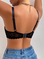 Women's Thin Cup Lace Trim Bra Side‑Breast Push‑Up Shaping Underwire Bra Minimizer Sports Breathable and Comfortable Bra