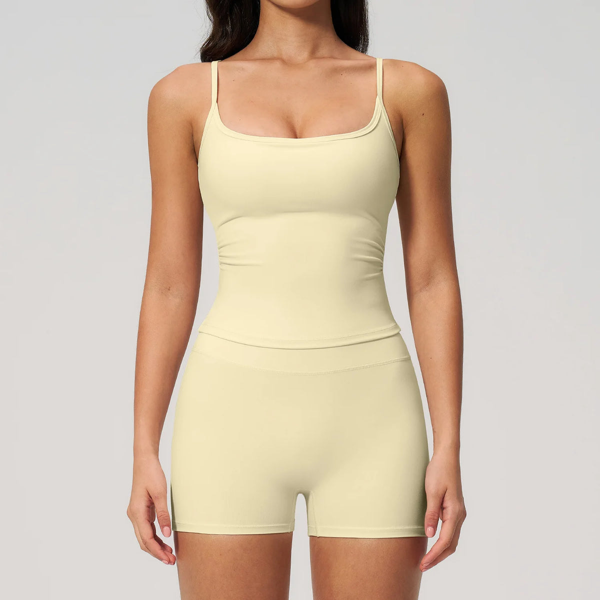2 Piece Shaved Yoga Sets Women Hip Lifting Shorts Fitness Suit Outdoor Leisure Running Slimming Sports Vest Workout Tracksuit