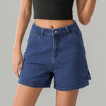 Summer Solid Color Short Denim Pants Women Fashion High Waist Streetwear Denim Shorts with Pockets