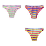 3Pcs/Set Cotton Panties For Women Colorful Striped Underwear Low Waist Briefs Breathable Underpants Female Sexy Lingerie M-XXL