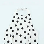 Women's Casual Fashion Polka Dot Balloon Style Top White Black Polka Dot Halter Neck Top For Women Summer Casual Wear 1LWP