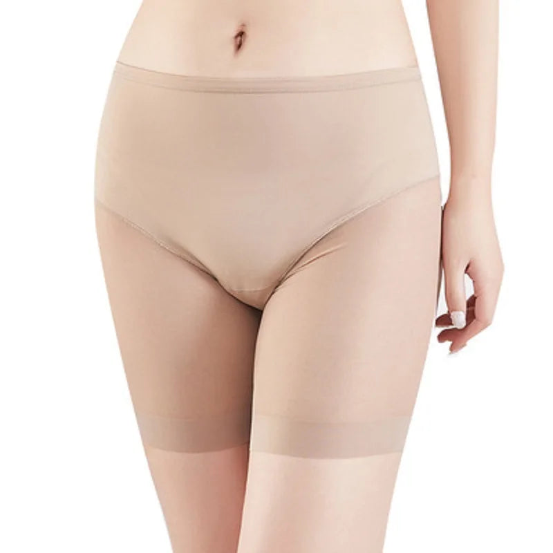 Women's Seamless Shorts Safety Pants High Waist Large Size Mesh Thin Boxer Panties Anti Friction Under Skirt Shorts Underwear