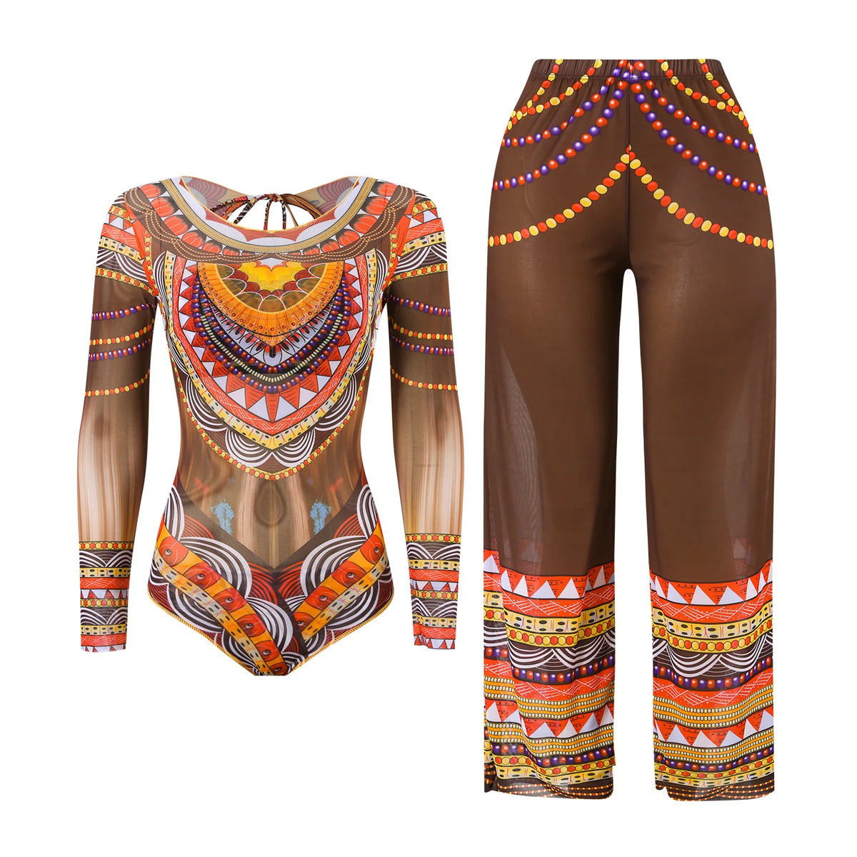 2025 Long Sleeve Sheer Sun Protection One-Piece Set Swimsuit Women Sexy Rash Guard Swimwear Bodysuit Beachwear With Cover up