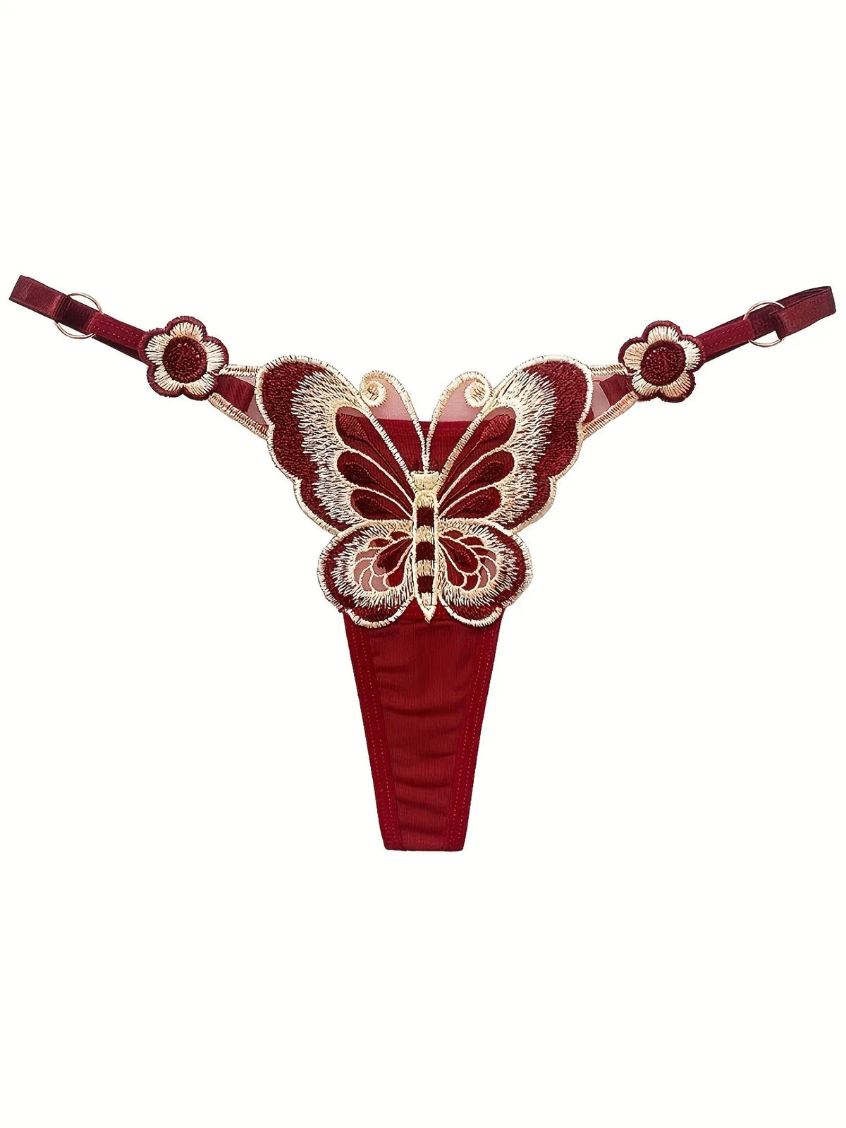 7PCS Butterfly Embroidered Low Waist Thong Set for Women, Sexy Breathable Soft Panties, Comfortable Quick Dry Underwear