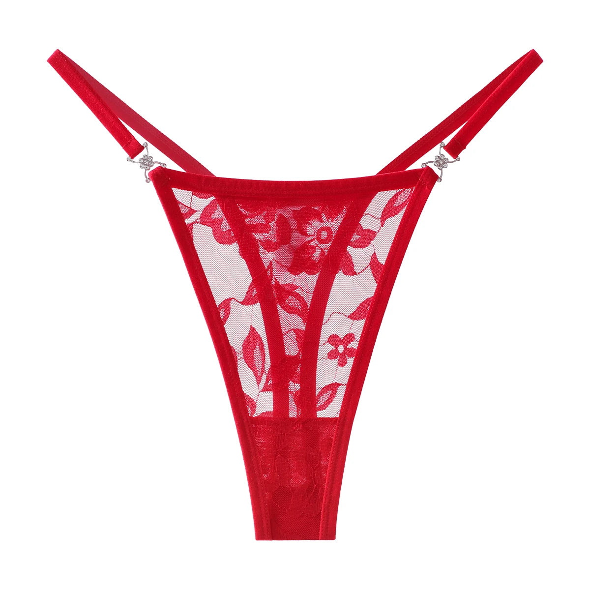 5pcs/pack Low Waist Sexy Women's G-String Underwear Floral Elegant Thongs Breathable Lingerie with Rhinestones Female Panties