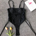 Splicing High Cut Out One Piece Swimsuit Women Tassel Swimwear Female Sexy Bathing Suit String Leopard Bikini 2025 Monokini Lady