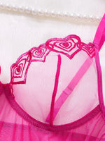 Sweetheart Limited Edition Pink Hearted Sleeping Dress Set-Lightweight sheer embroidered halter dress for sex home wear ZA825181