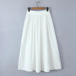 Summer Women White Cotton Dress Set 2025 Top+skirt 2 Pcs Outfit Ruffles Button Slim Top A-line Maxi Skirt Beach Casual Dress