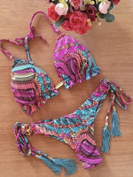 Sexy Bikini Floral Print Swimwear String Bikini Set Push Up Swimsuit Bikinis Women Biquini Beach Bathing Suit Women
