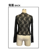 European and American autumn elegant and fashionable women's lace fungus slim long-sleeved top
