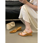 Summer Elegant French Style Wedges Slippers Women's Summer New Fashion Retro Open-Toe Strap Spike Heel Wedges Sandals New 2026