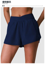 Summer Breathable Yoga Shorts V High Waist Pocket Loose Sports Pants Quick Drying Hip Lifting Running Training Fitness Shorts