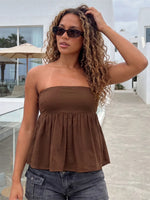 Women's Summer Tube Tops Solid Color Sleeveless Strapless Loose Bandeau Tops Casual Elegant Chic Shirts