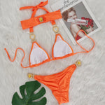 Diamond Rhinestone BikiniFemale Swimsuit Women Swimwear Two-pieces Bikini set With Hairbands Bather Bathing Suit Swim V3047G