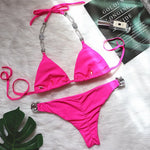 DEKA Diamond Bikini Set Brazilian Rhinestones Halter Women Swimwear Female Swimsuit Two-pieces Bikini Bather Bathing Suit Swim