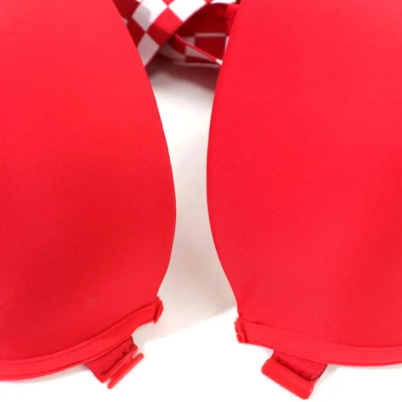 Beauwear Contrast Color Plaid Bras for Women Front Closure Bra with Wire Push Up Bra with Pad