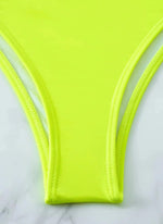 Neon Yellow High Waist Bikini 2024 New Belt Women Sexy Two Piece Swimsuit Push Up Swimwear Female Bathing Suit Summer Beachwear