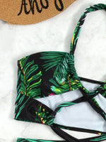 2024 Halter Criss Cross Bikini Tropical Print Swimsuit & Beach Dress 3 Piece Sexy Swimwear Women Bathing Suit Beachwear Summer
