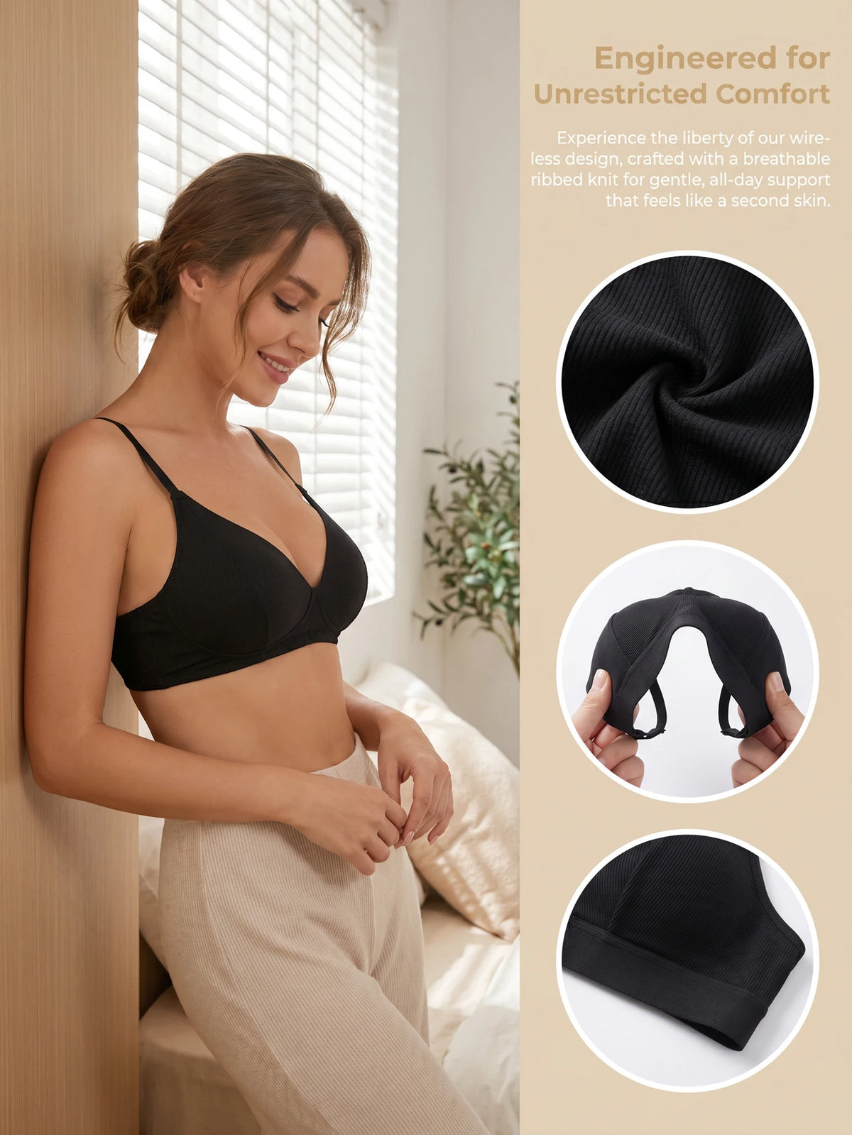 Hot selling women's sexy black bra with steel ring gathering push up Lingerie MR2629